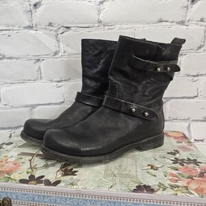 Rag & Bone Black Leather Moto Boots